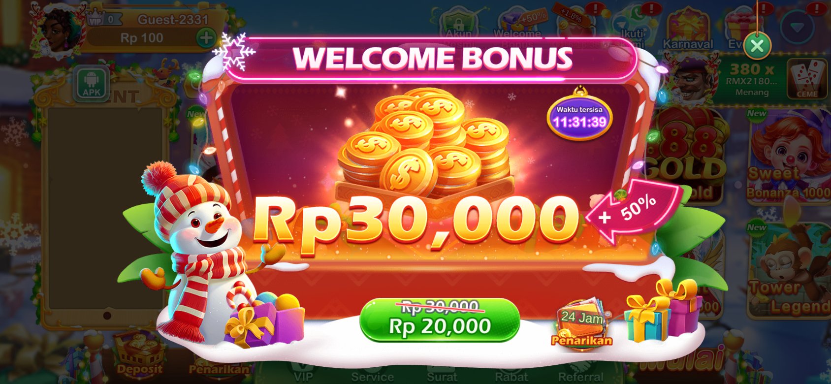 Bonus selamat datang idr777 dengan tambahan 50% untuk pengguna baru.